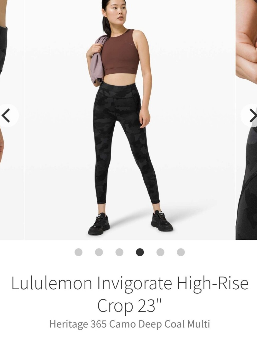 Lululemon Invigorate High-Rise Crop 23" Sz 6 Camo Coal Multi